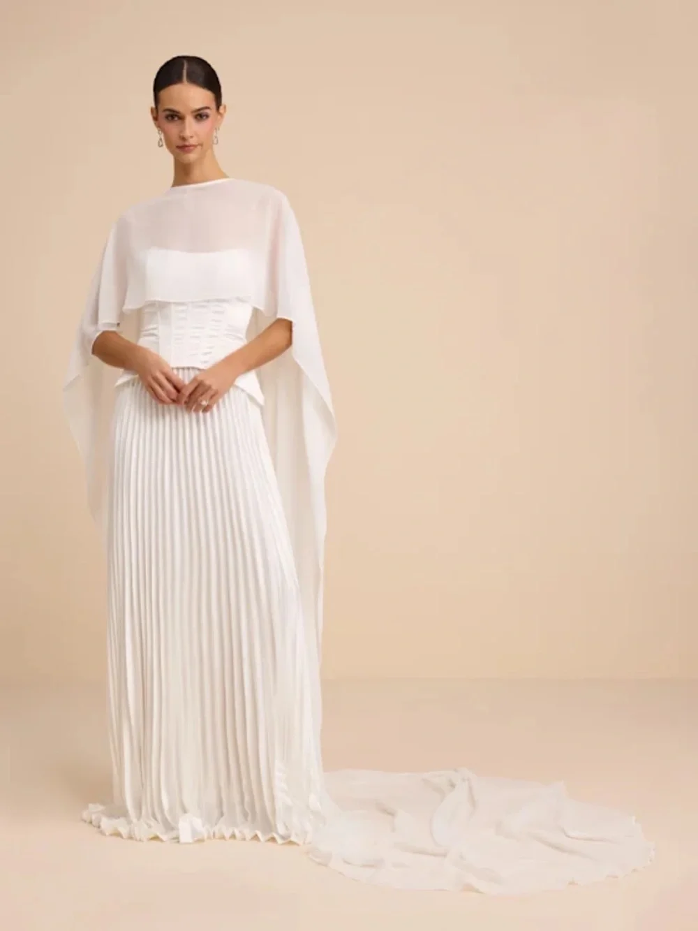 Lulus Dynora White Chiffon Veil Cape